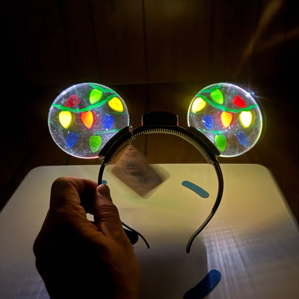 Disney Holiday Animated Glow Ears Headband Light Up Christmas Mickey Minnie - Picture 2 of 9
